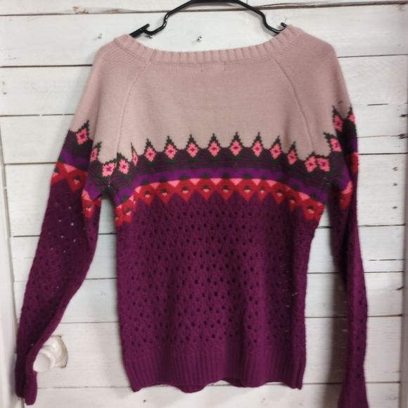 Y2K Wet Seal Sweater Women's Wool Blend Size Large Fair Isle Mutlicolored Wool - Picture 11 of 11